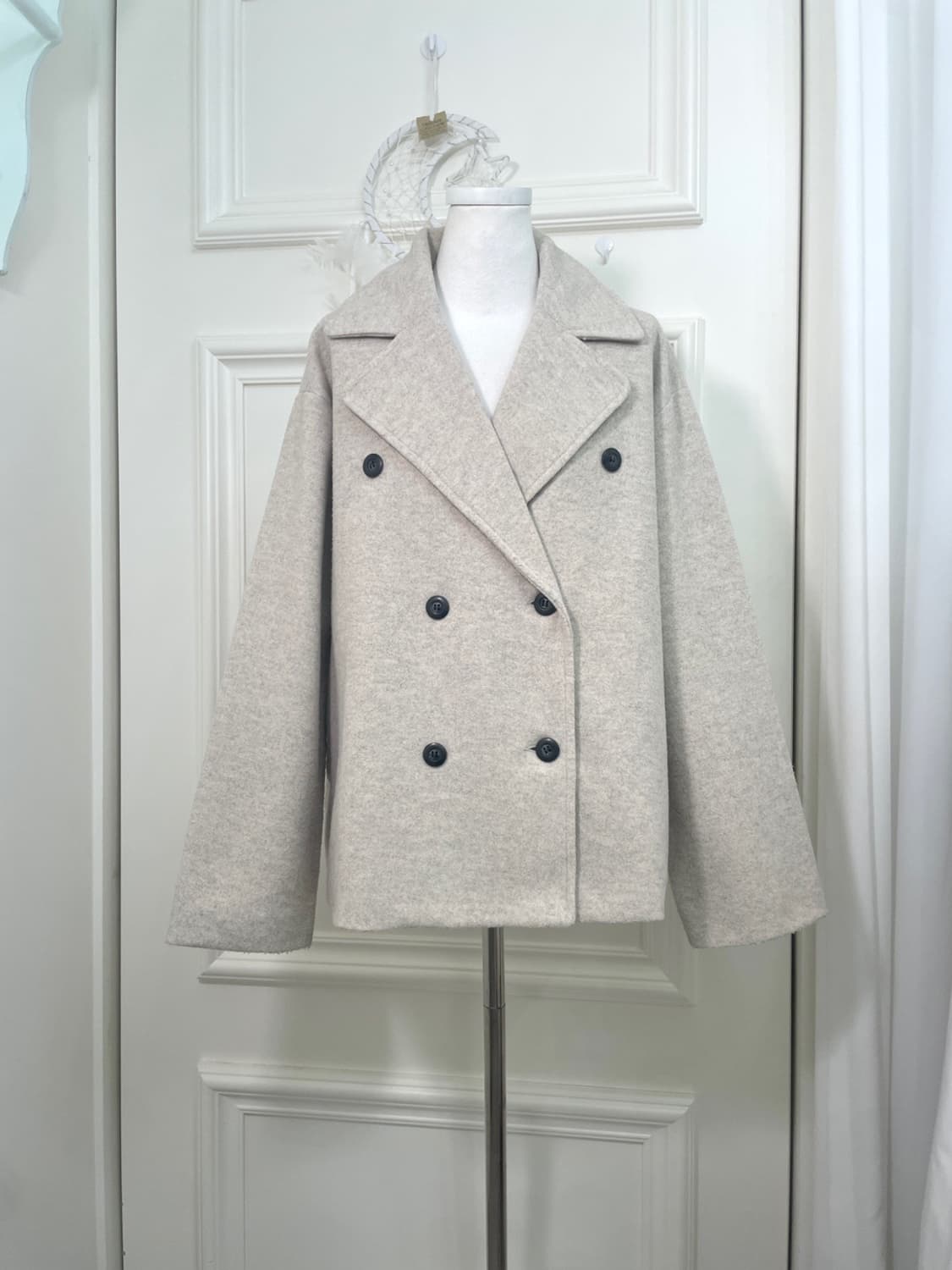 oatmeal melange loose short coat(size-M) 상품이미지1