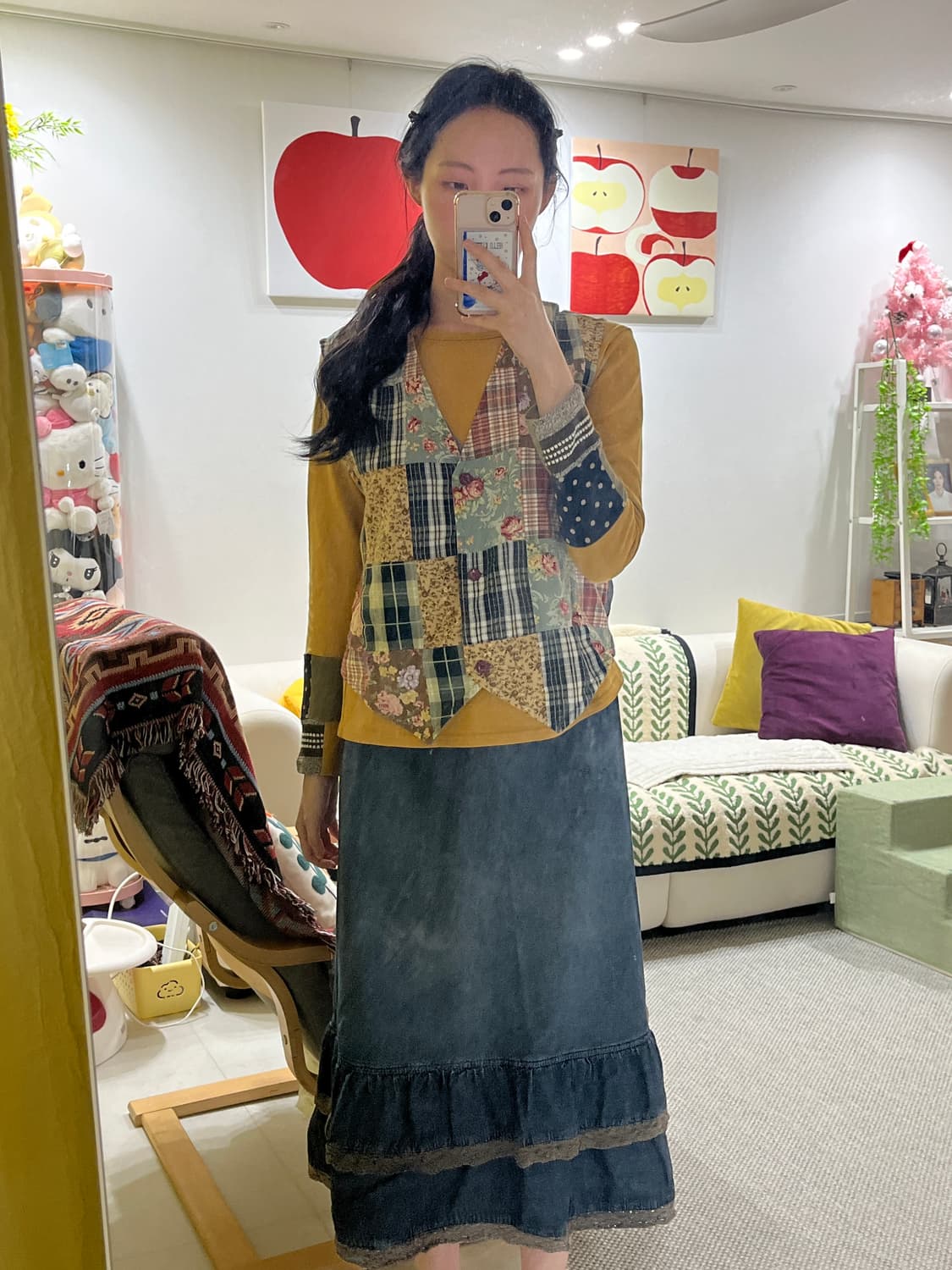 히피 하구미 패치워크 조끼 상품이미지5