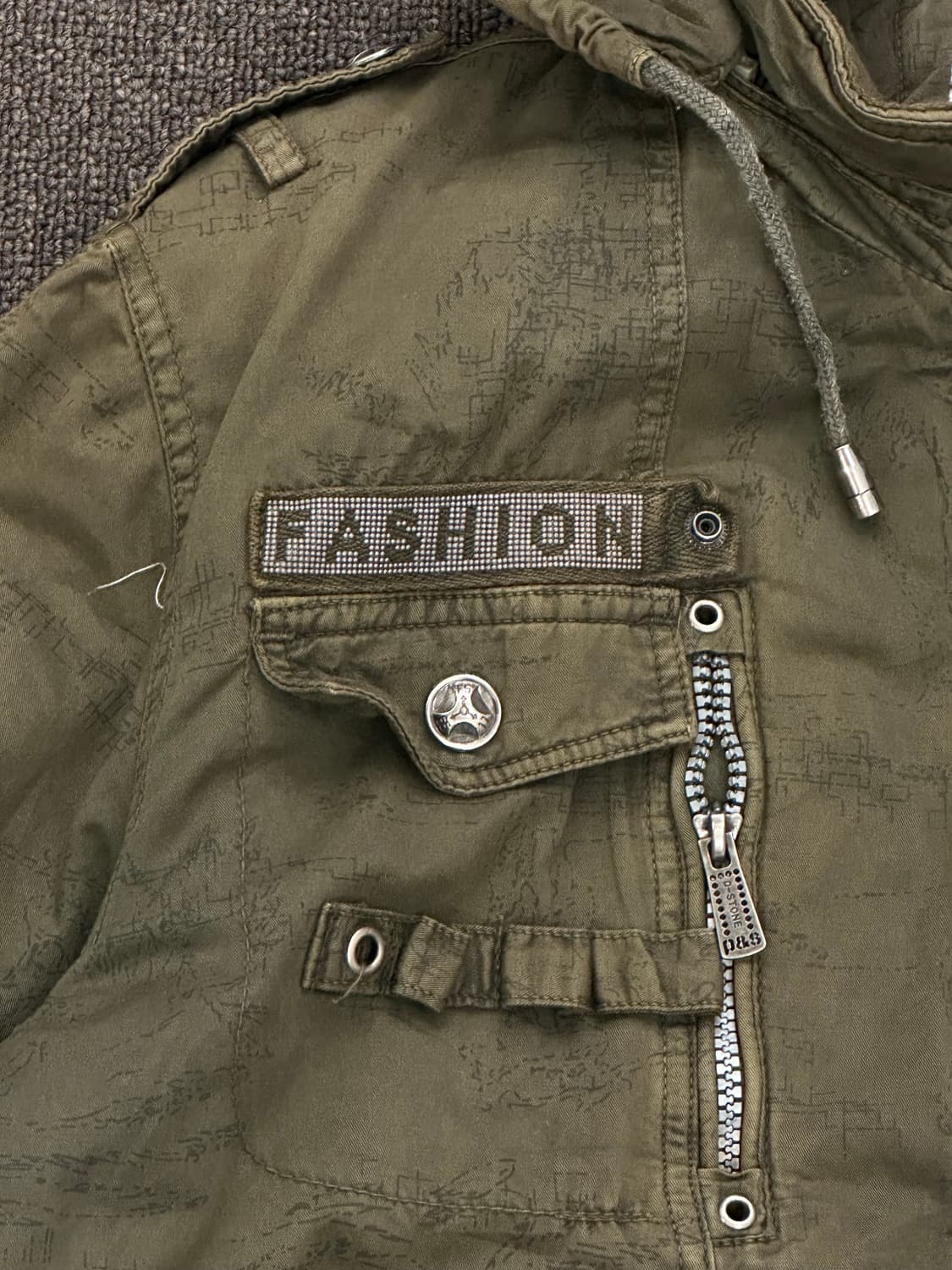 2XL)P-STONE 빈티지 밀리터리 후드 야상 자켓 상품이미지5