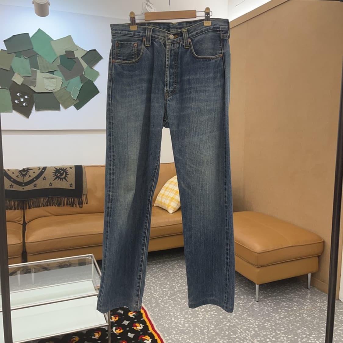 에비수 빈티지 레트로 포켓프린팅 데님팬츠 32인치C06869 상품이미지3