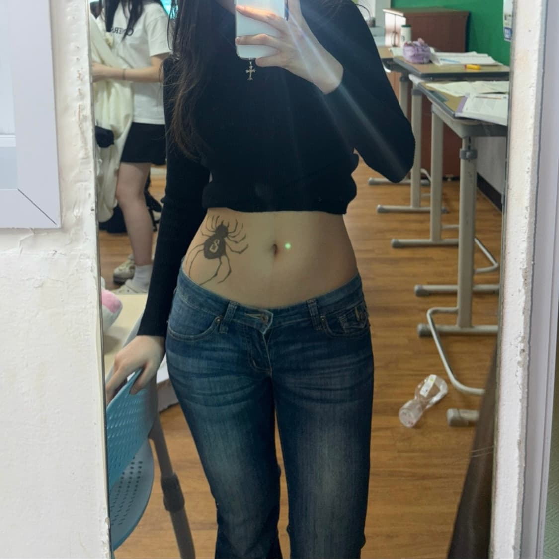 핏개이쁜 로우라이즈 부츠컷 데님 팬츠 스키니 진 상품이미지2
