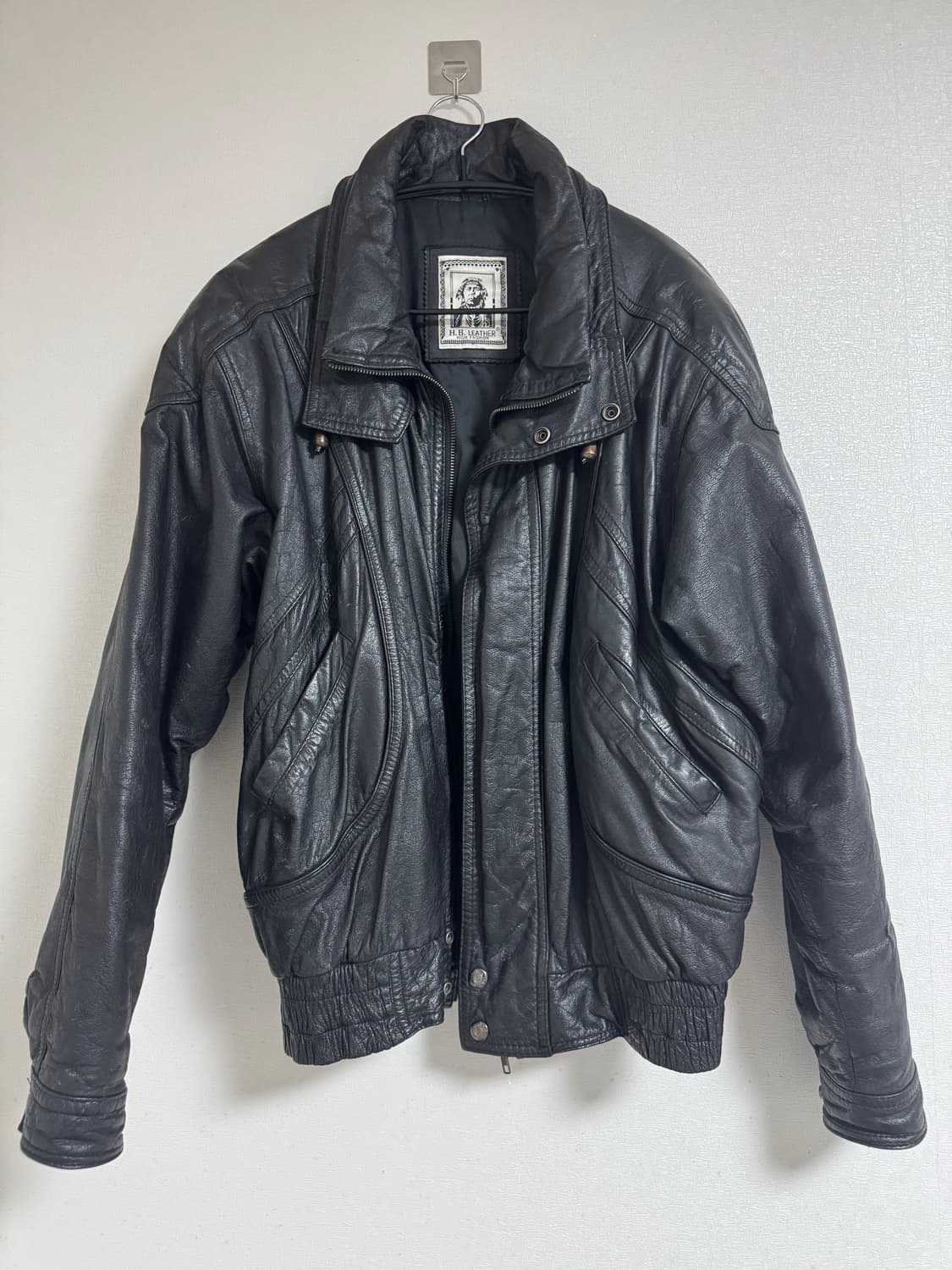 H.B. Leather 블랙 가죽 자켓 (소가죽 100) 상품이미지1