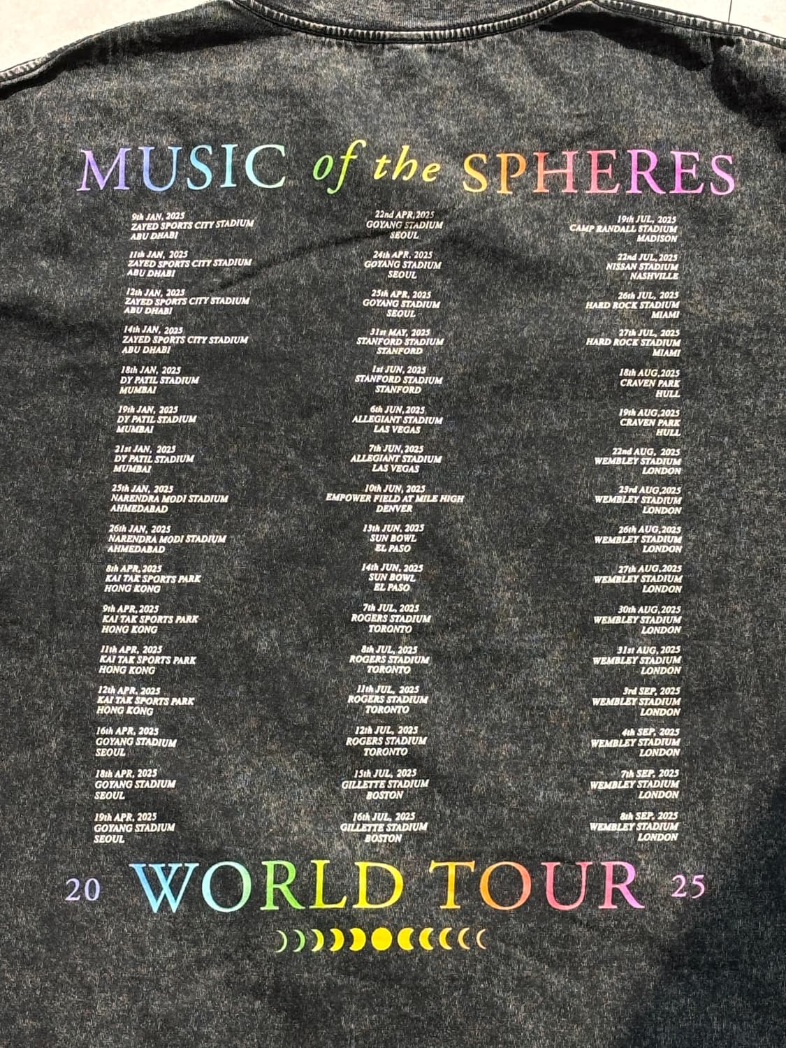 콜드플레이 2025 월드투어 한정 워싱 티 XL 상품이미지4