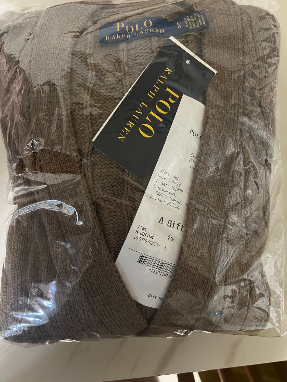 폴로 케이블 가디건 브라운 상품이미지1