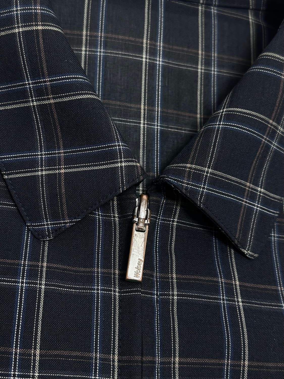 울시 빈티지 써머 울 체크 블루종 자켓 올드스쿨 상품이미지7