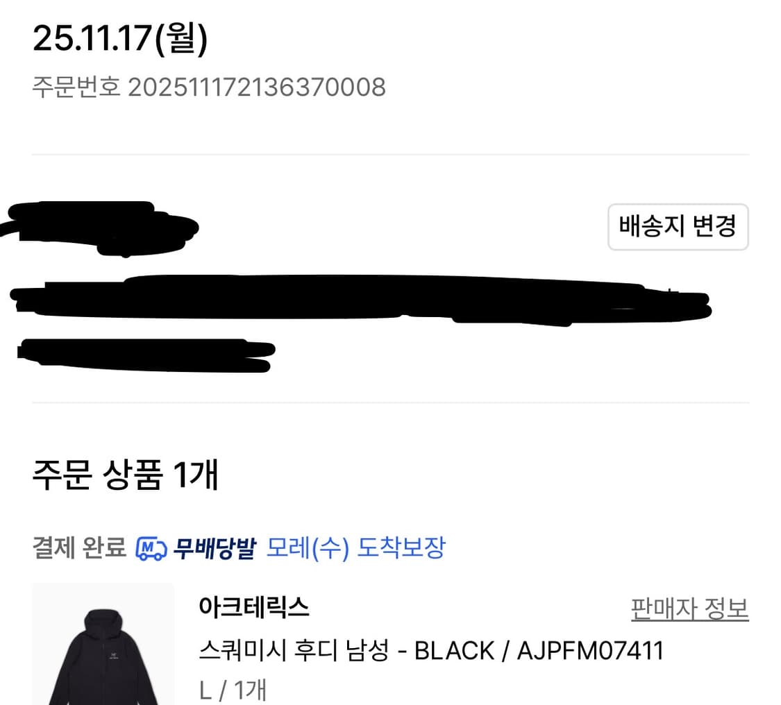 아크테릭스 스쿼미시후디 블랙 L 상품이미지2