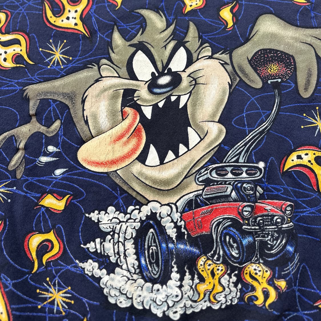 90s USA 태즈 플레임 핫로드 빈티지 스웻셔츠 XL 상품이미지4