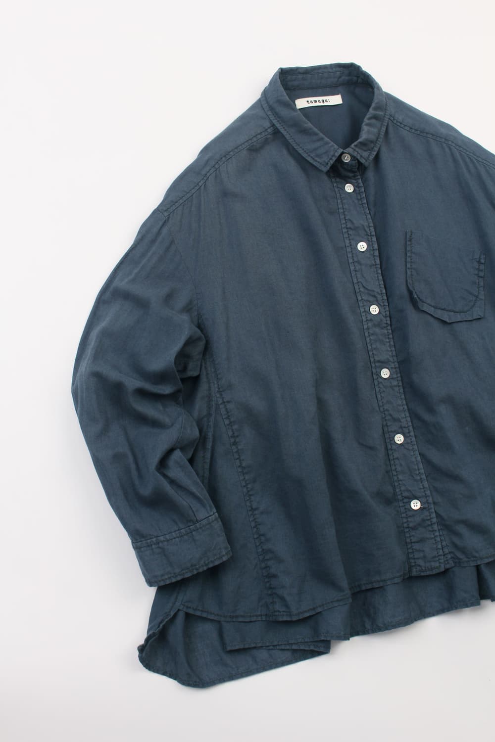 TUMUGU: Washed Wide Frill Shirt  상품이미지2