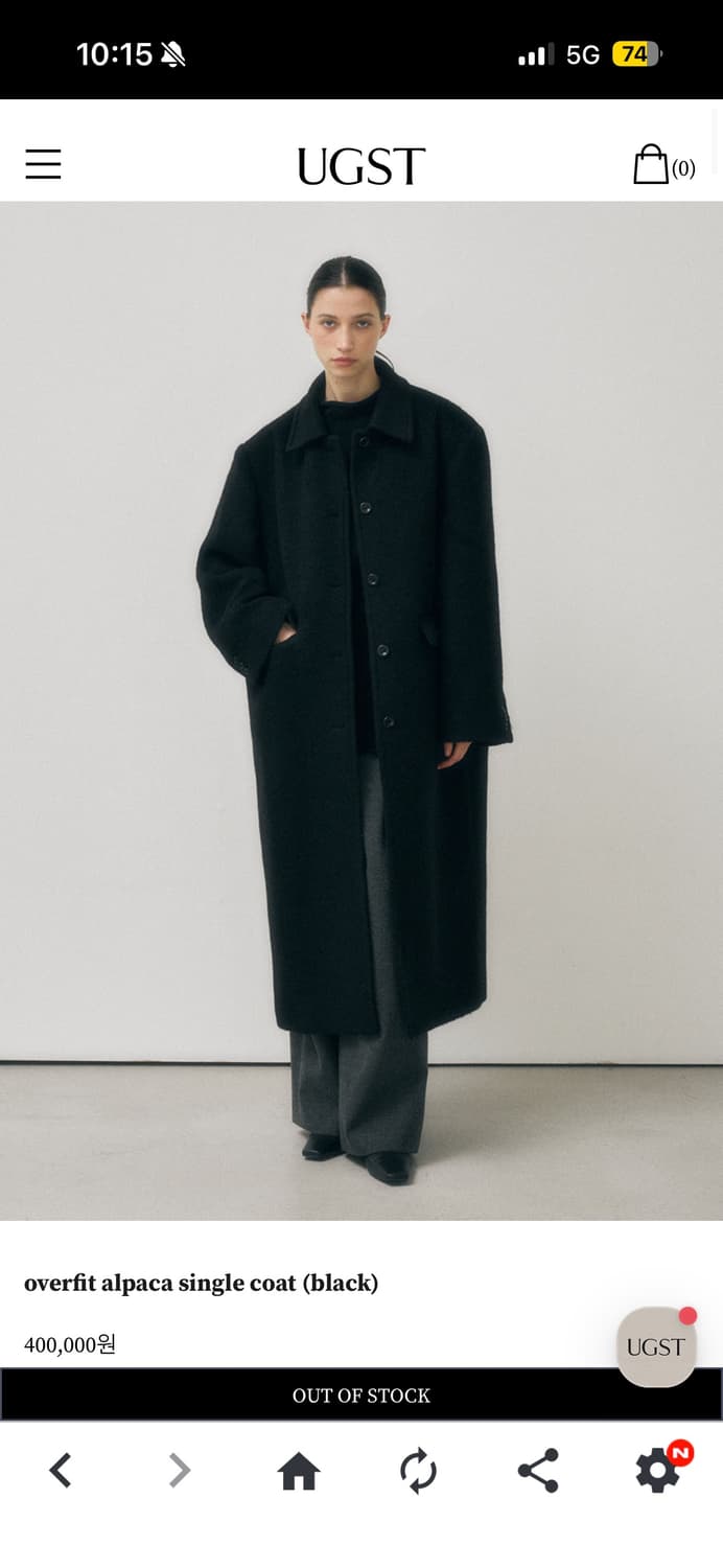 UGST overfit alpaca single coat (black) 상품이미지1