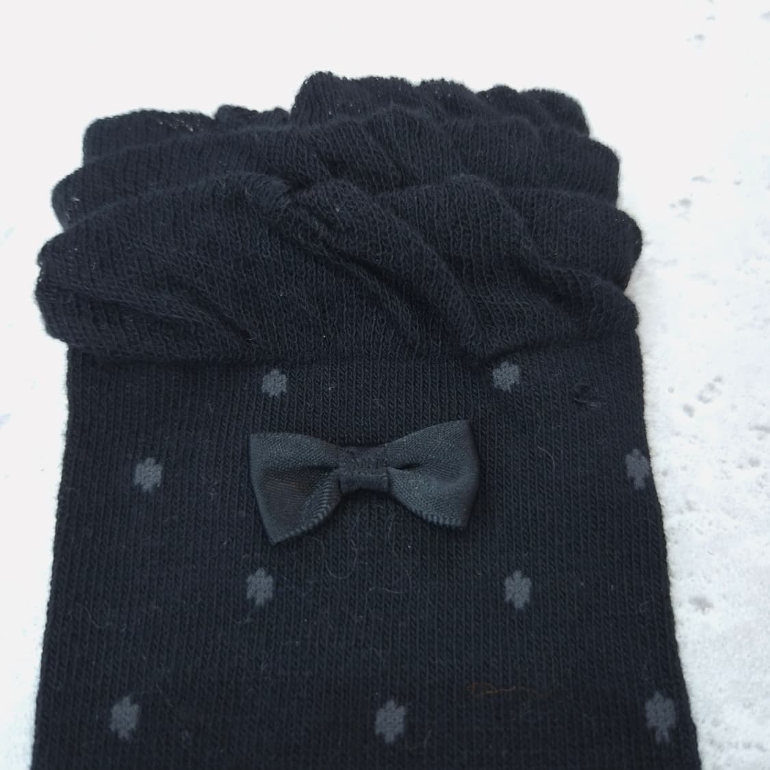 리본 도트 니하이 삭스 블랙 상품이미지3