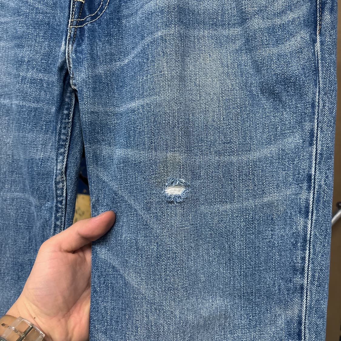 00s 리바이스 502 레더패치 빈티지페이딩 데님팬츠 N568 상품이미지5