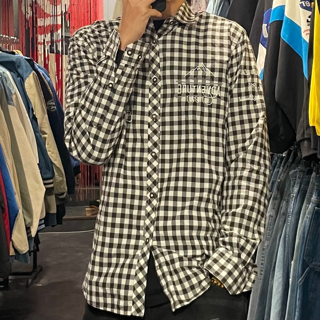 [IM] vtg 레트로 스몰 체크 모노톤 자수 셔츠 상품이미지5