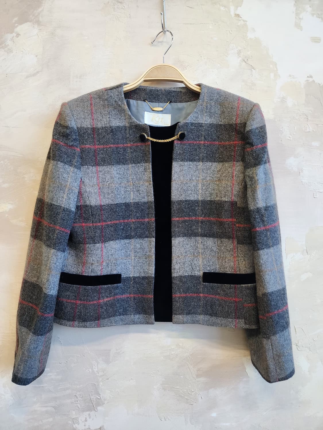 일본빈티지 울 체크 자켓 상품이미지1