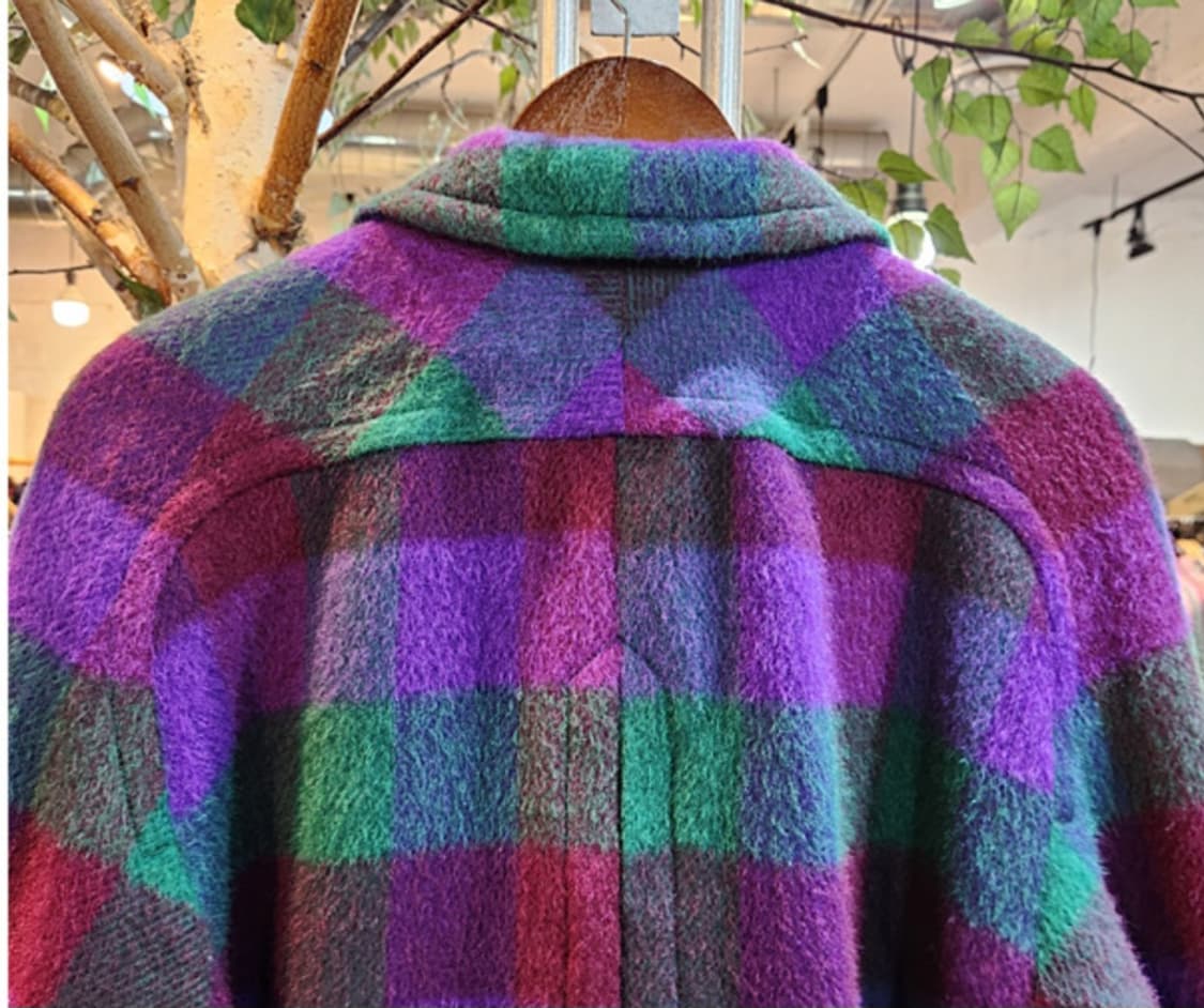 Lapin 미사용품 일본 빈티지 도톰한 모헤어 블렌드 체크 코트 상품이미지7