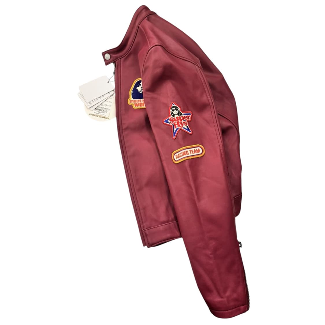 히스테릭글래머 램레더 카페레이서 싱글 라이더 자켓 핑크 상품이미지5