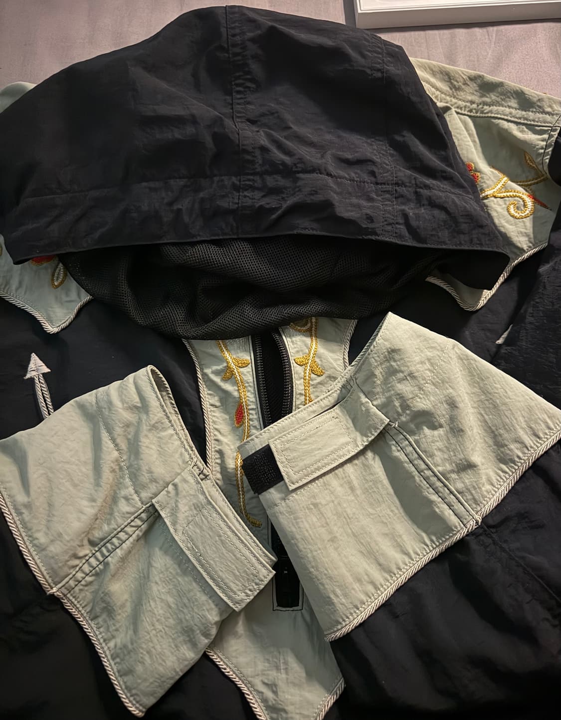 캐피탈 나일론 플라워 파카 블랙 민트 바람막이 자켓 점퍼 상품이미지5