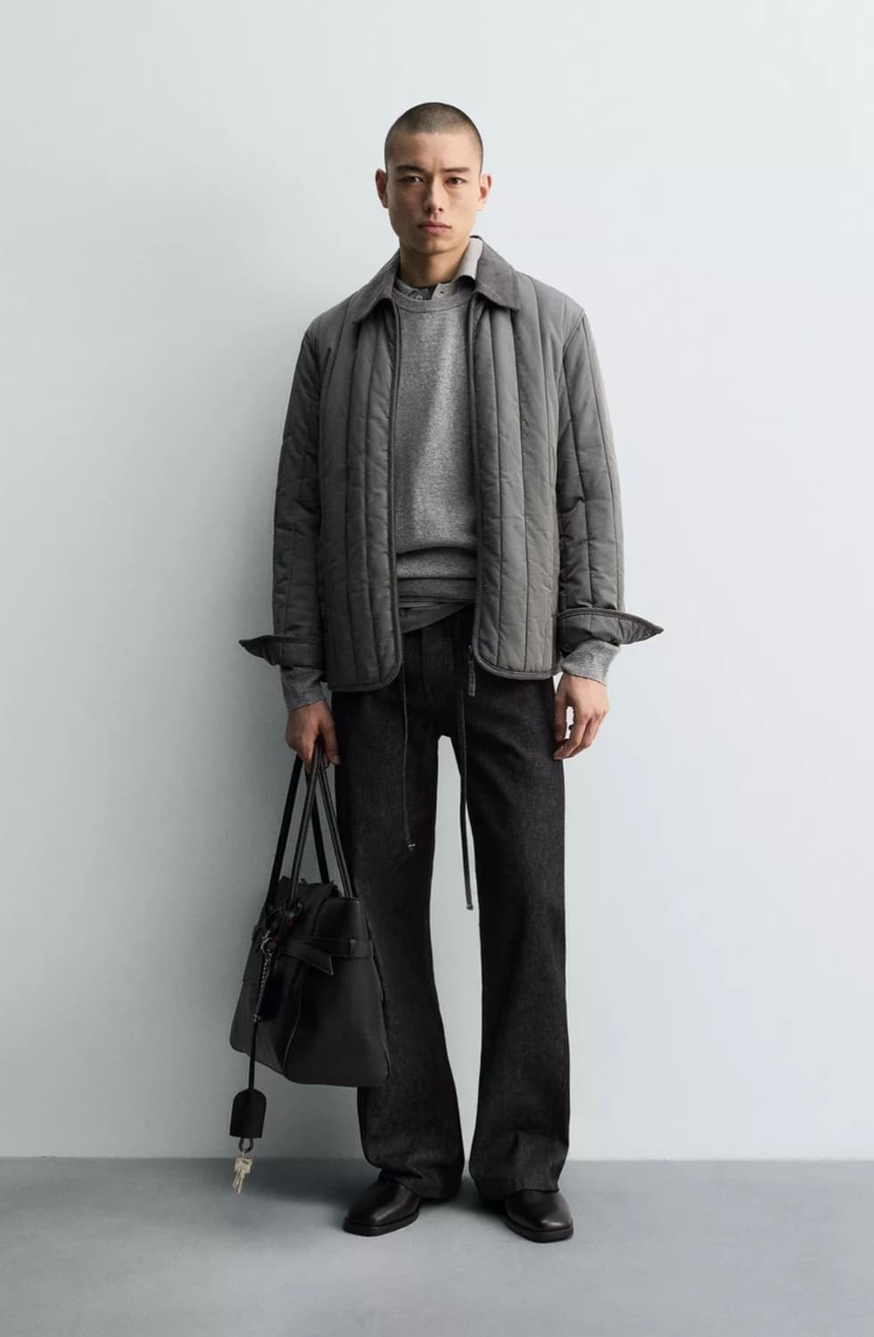 새상품) L (100-105) 자라 남성 퀼팅 코듀로이 카라 자켓 상품이미지3