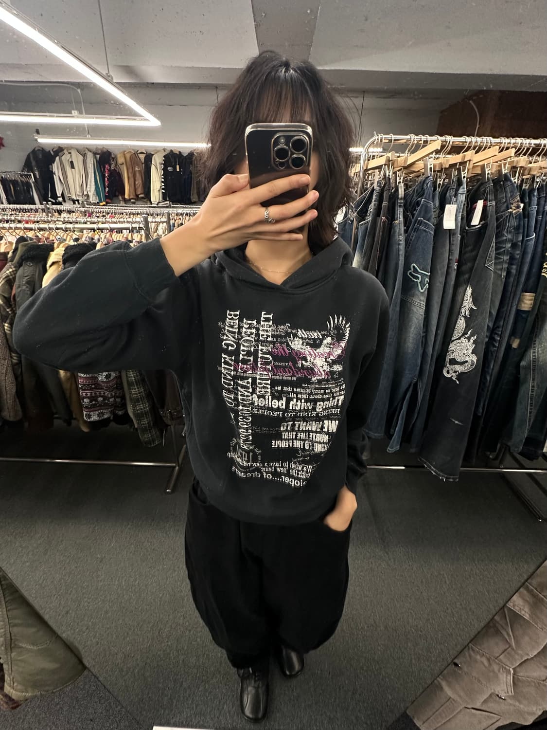 160)WERTHER 일본 빈티지 Y2K 펑크 여성 기모 후디 상품이미지1