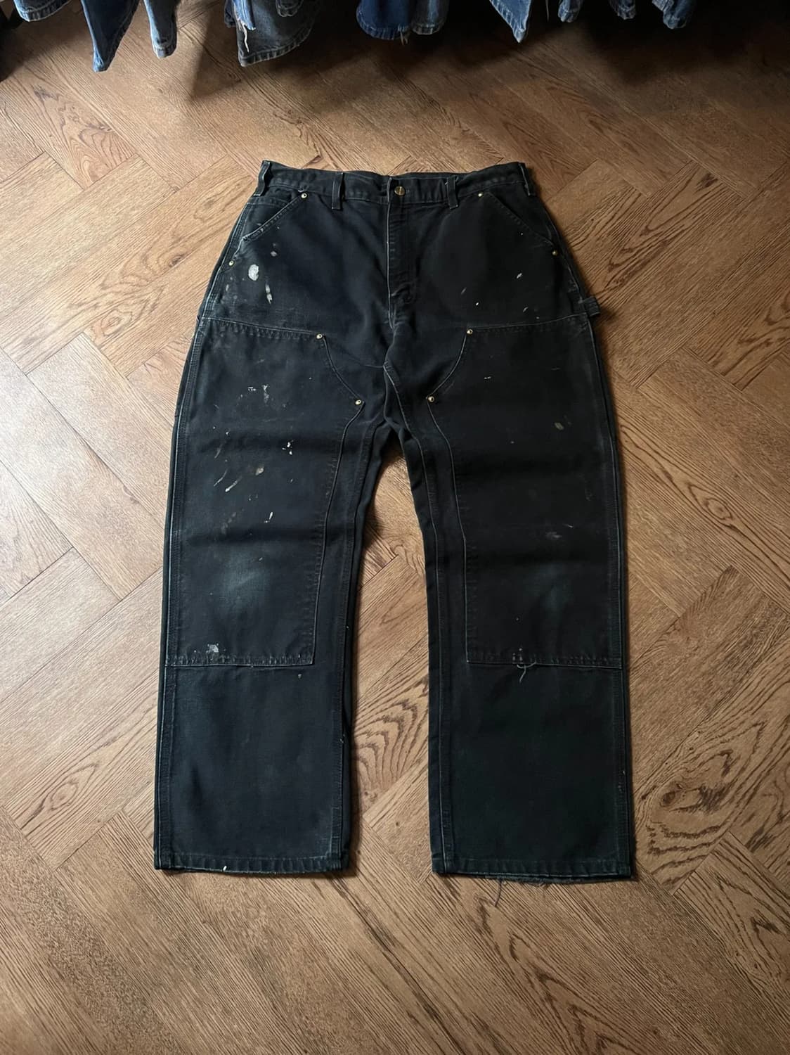 [34]칼하트 USA 빈티지 페인팅 블랙 더블니 워크 팬츠 상품이미지1