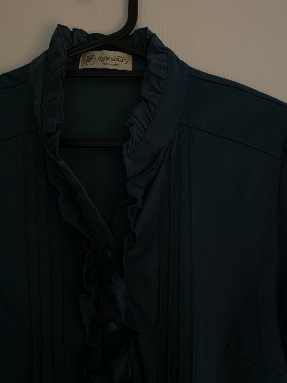 Vintage blue ruffle button half T-shirts 상품이미지6