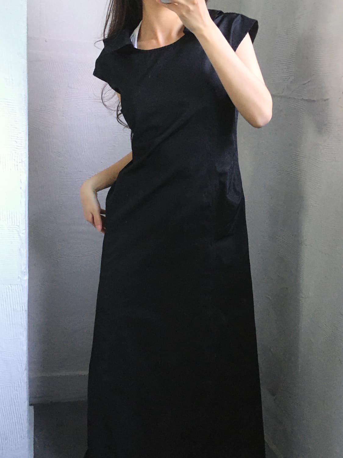 Yohji Yamamoto 요지야마모토 블랙 카라 슬리브리스 롱 원피스 상품이미지1