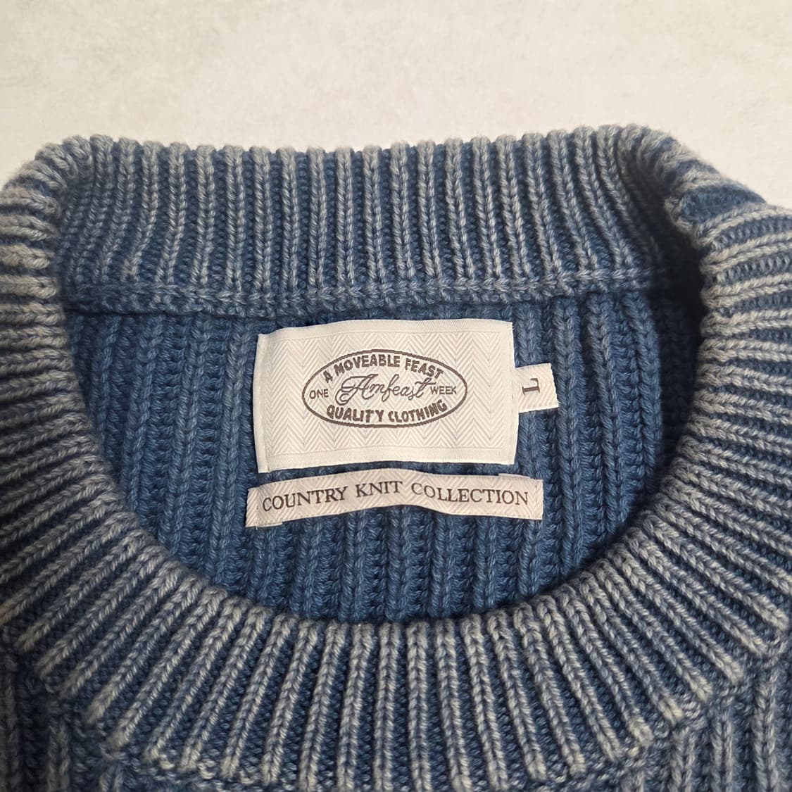 암피스트 에브리데이 워시드 라운드 니트 블루 L 상품이미지3