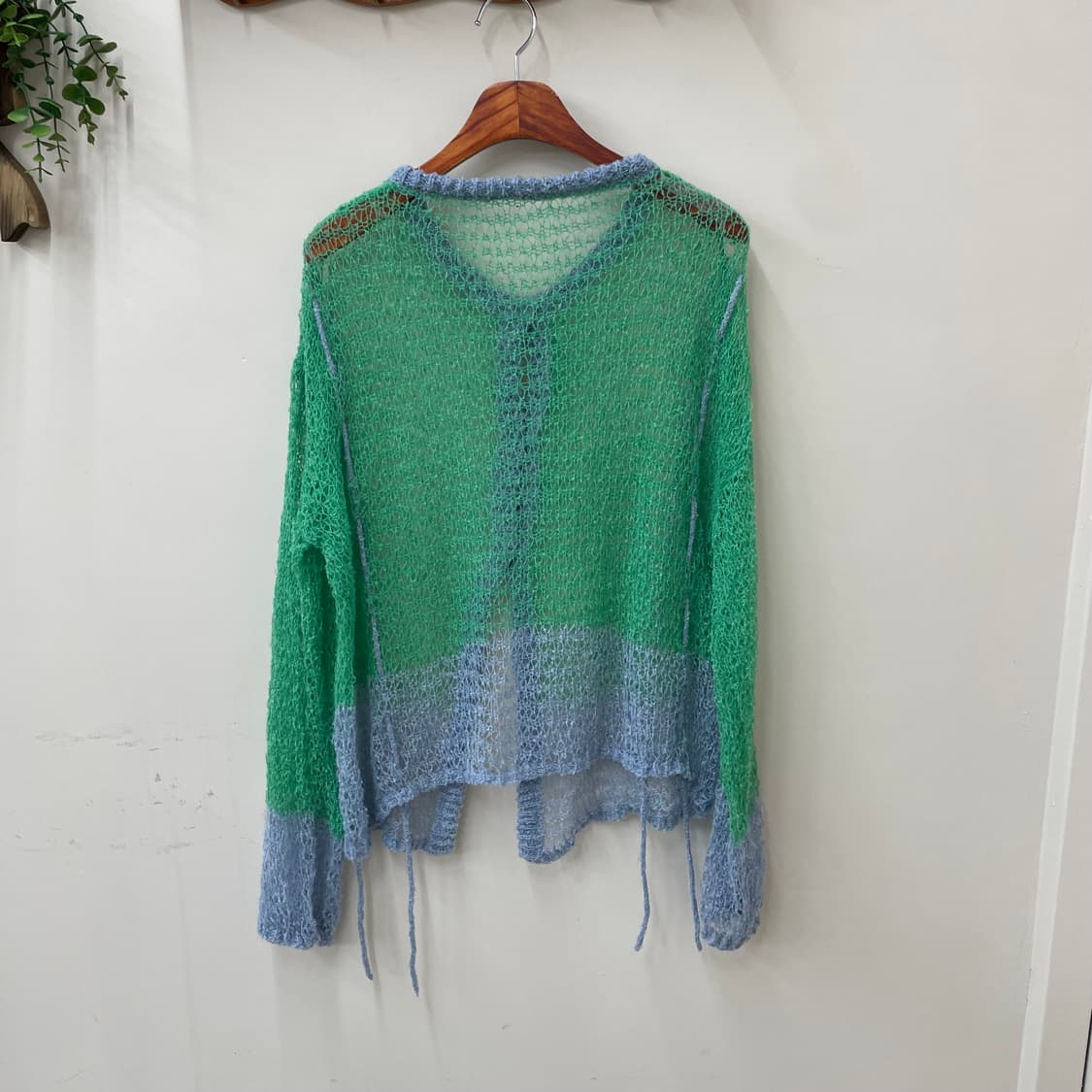 빈티지 매쉬 그린 하늘 스트링 가디건  상품이미지2