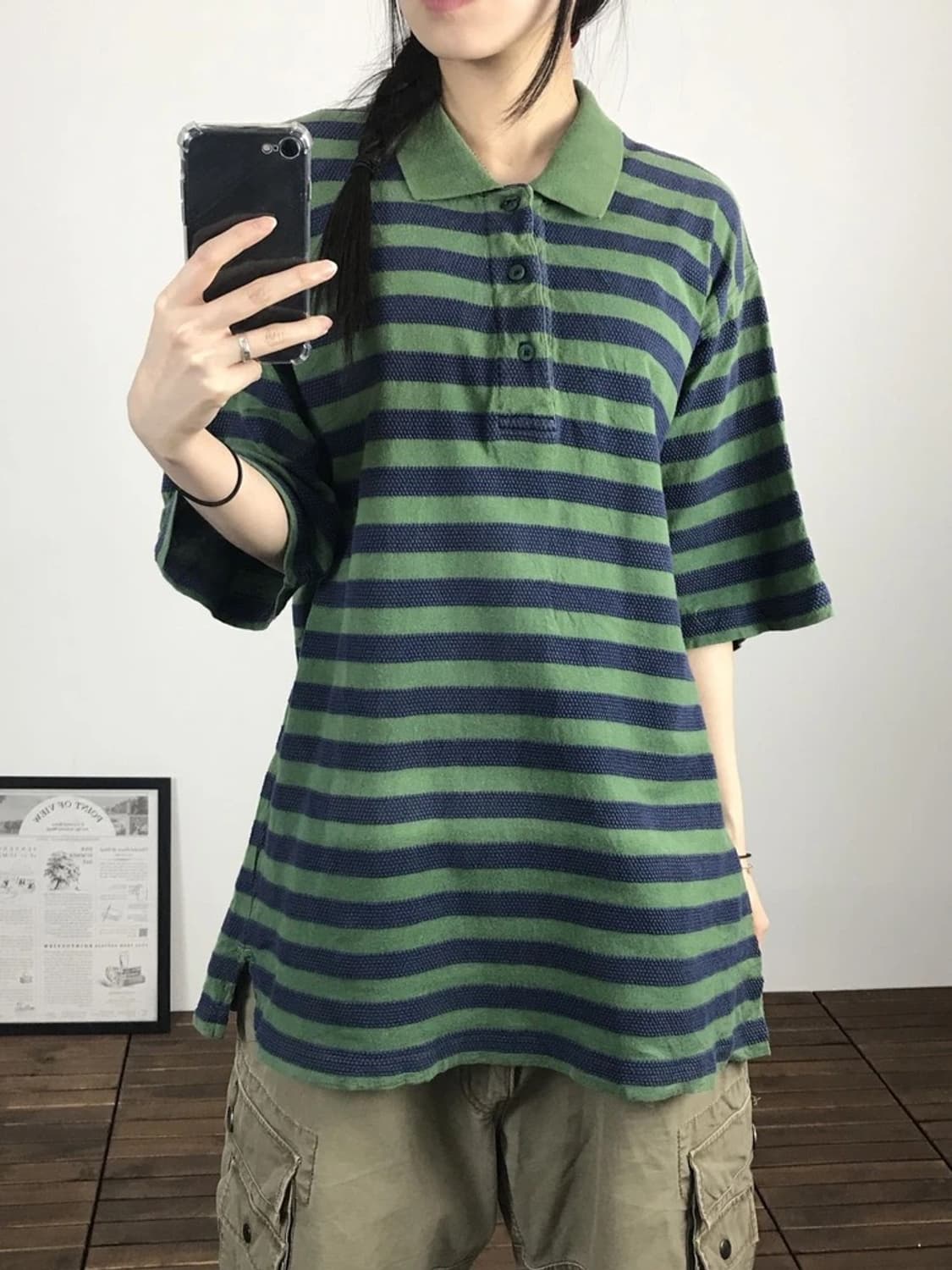 STARTER Green Stripe Polo Shirt 상품이미지2