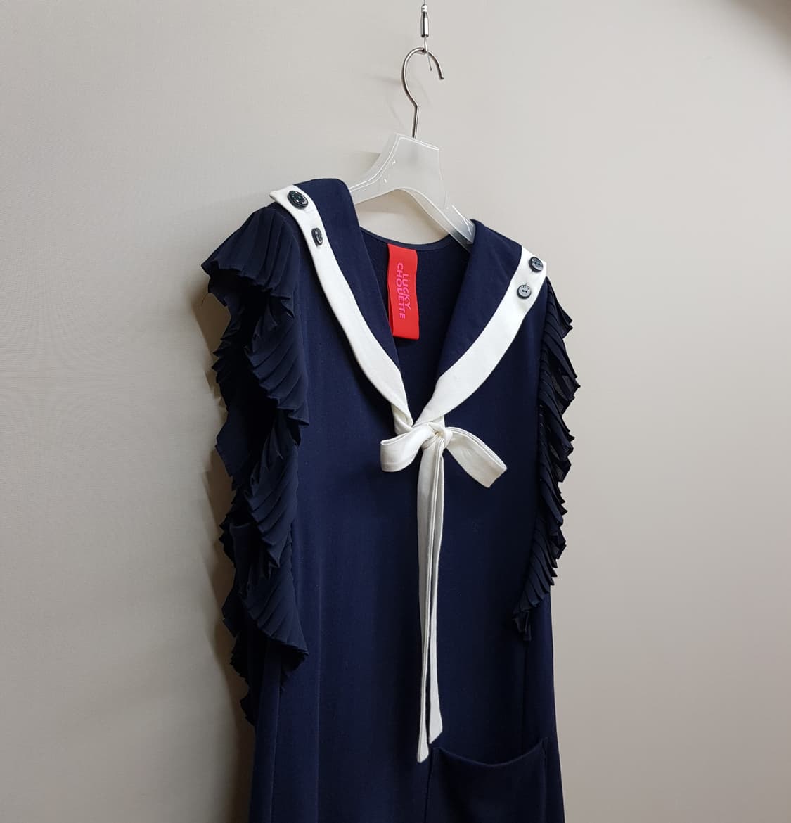  럭키슈에뜨 세일러 카라 리본 포인트 원피스 36사이즈 상품이미지4