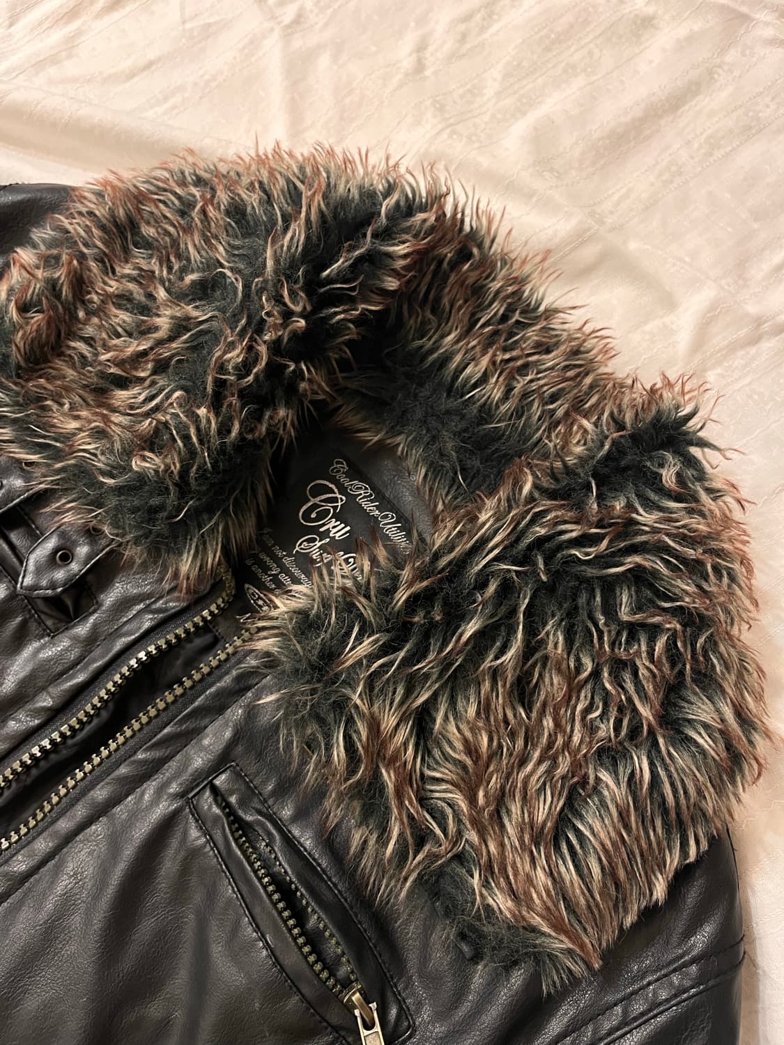 V-kei red fur leather jacket 상품이미지3