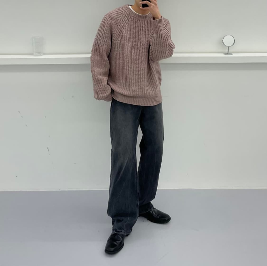 애프터프레이 솔라 인타르시아 니트 샴페인핑크 상품이미지2