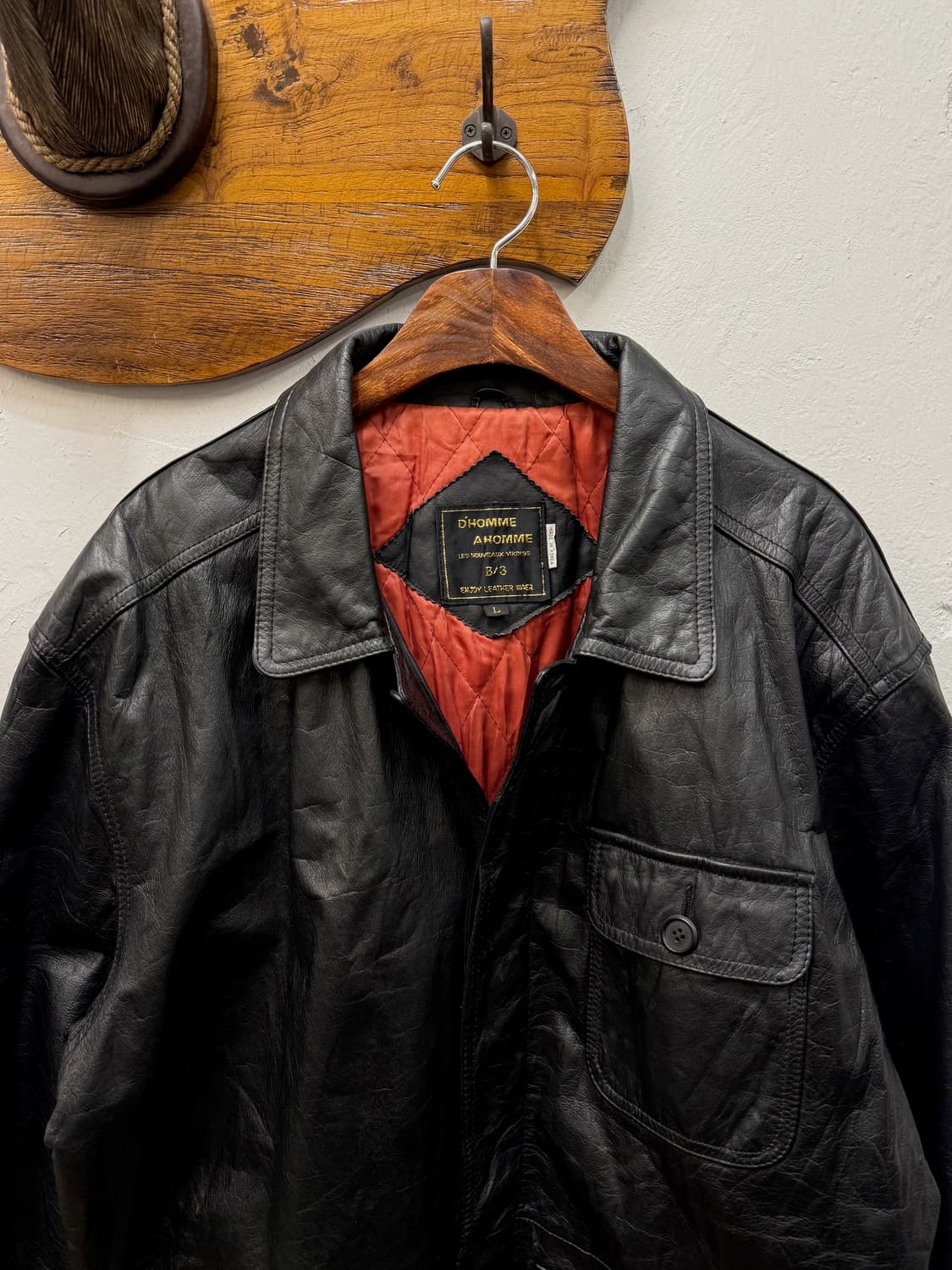 90s Cowhide Leather Car Coat 상품이미지4