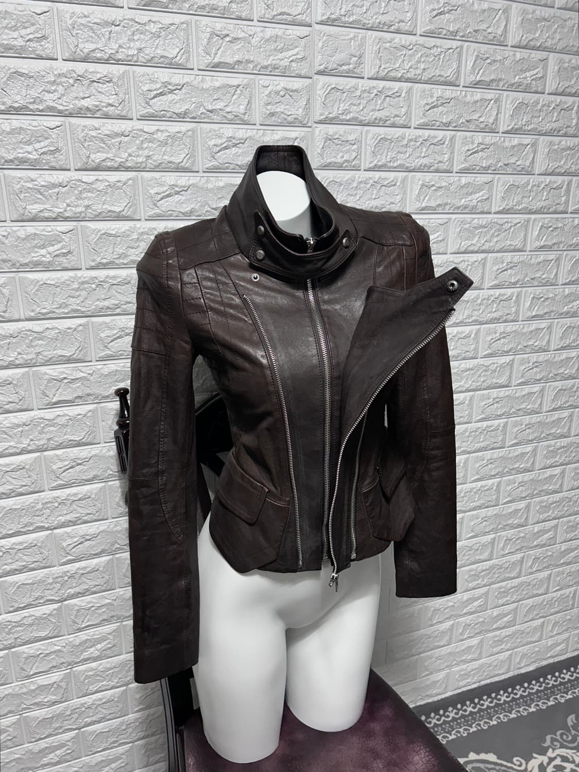 멀티 지퍼 판넬 레더 자켓 상품이미지4