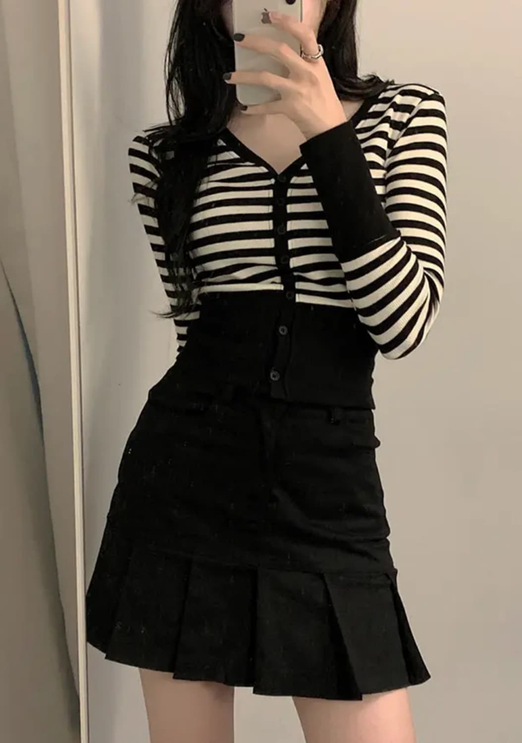 피치빈 보브 스트라이프 가디건 상품이미지1