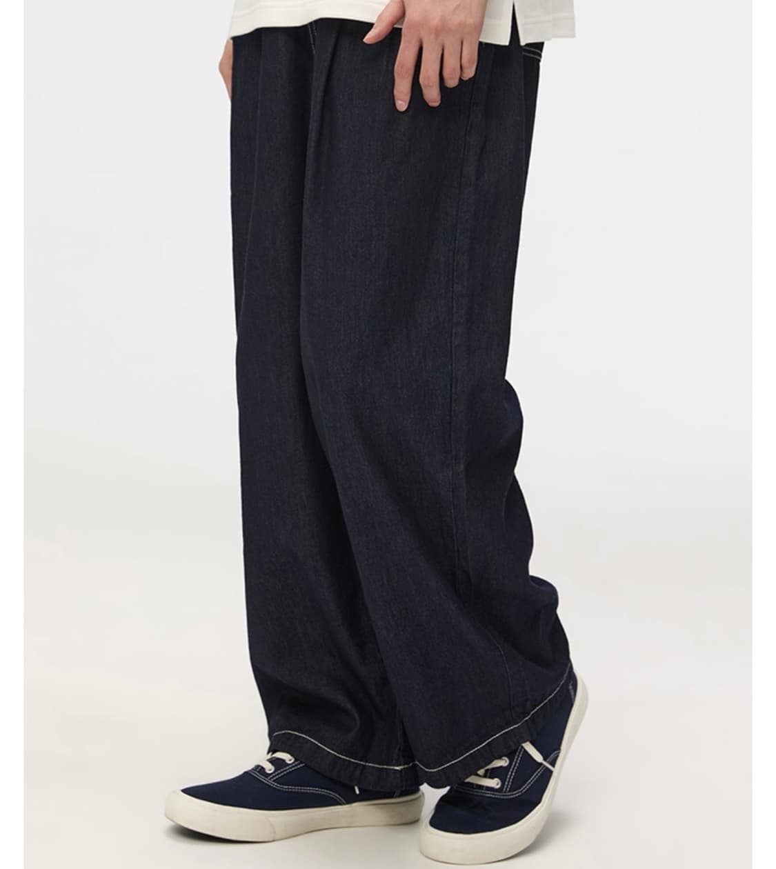 (새상품) SPAO스파오 와이드 밴딩 데님 청바지 네이비 상품이미지5