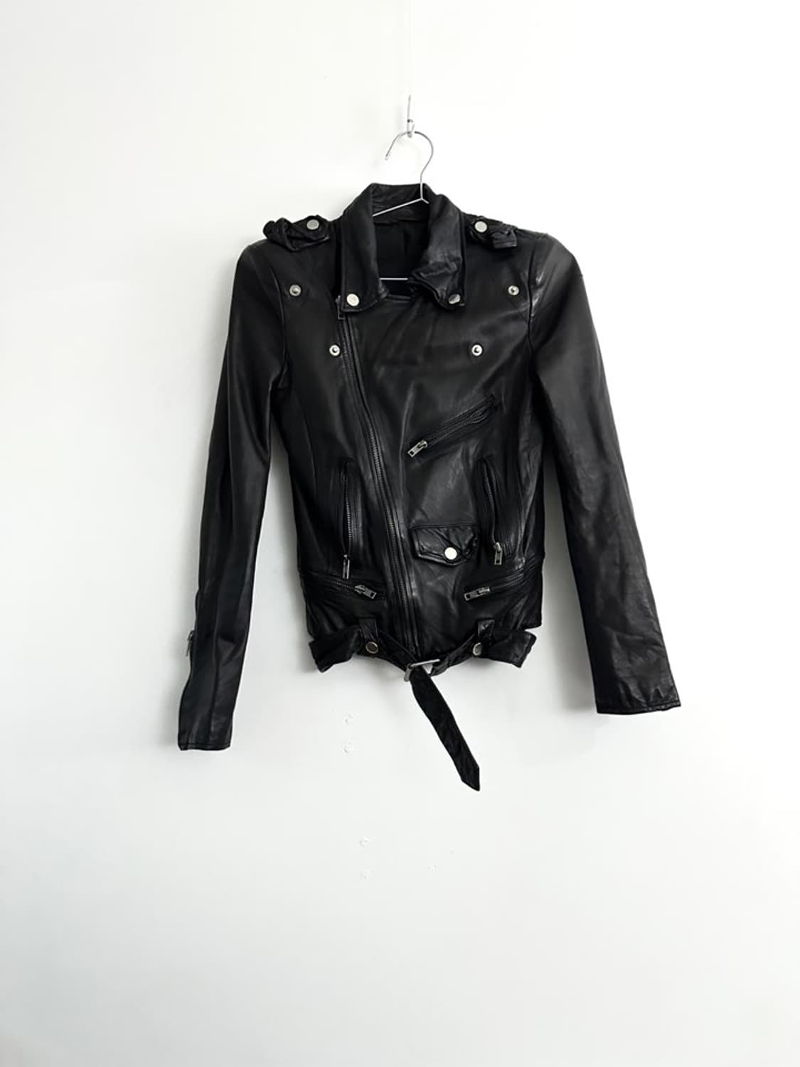 Down buckle leather jacket / black 상품이미지1