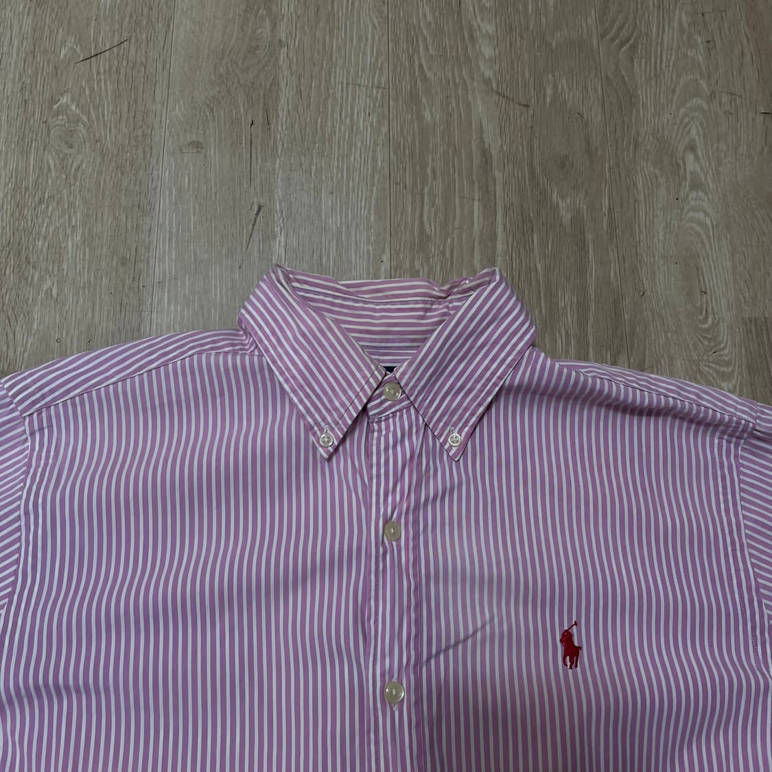 폴로 랄프로렌 핑크 스트라이프 반팔 셔츠 38 상품이미지2