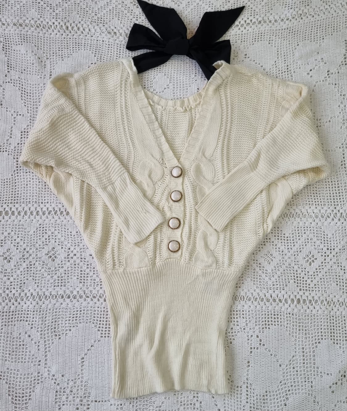 빅리본 백리본 케이블 니트원피스 상품이미지4