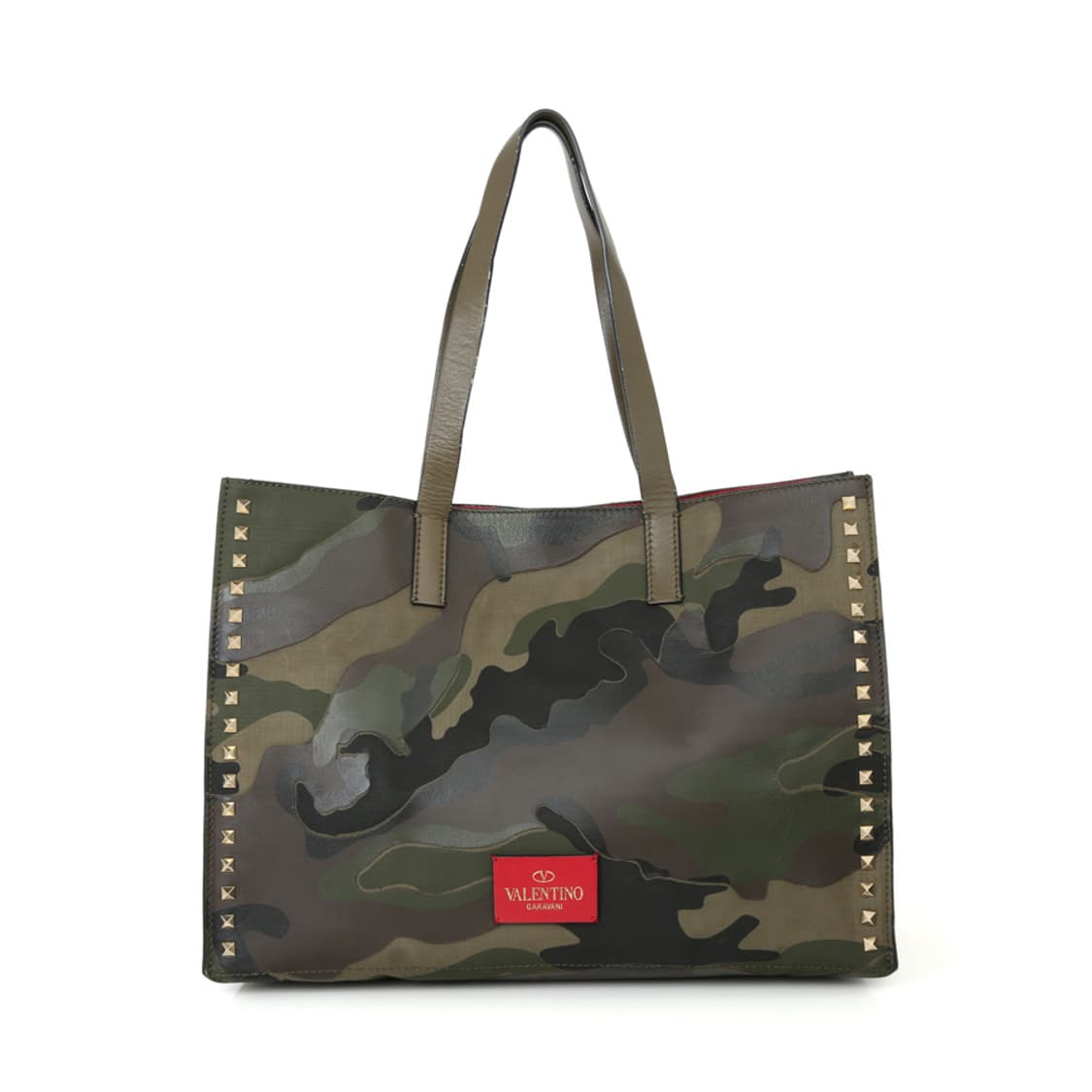 발렌티노 밀리터리 카모 프린트 토트 락스터드 숄더 보스턴 상품이미지1