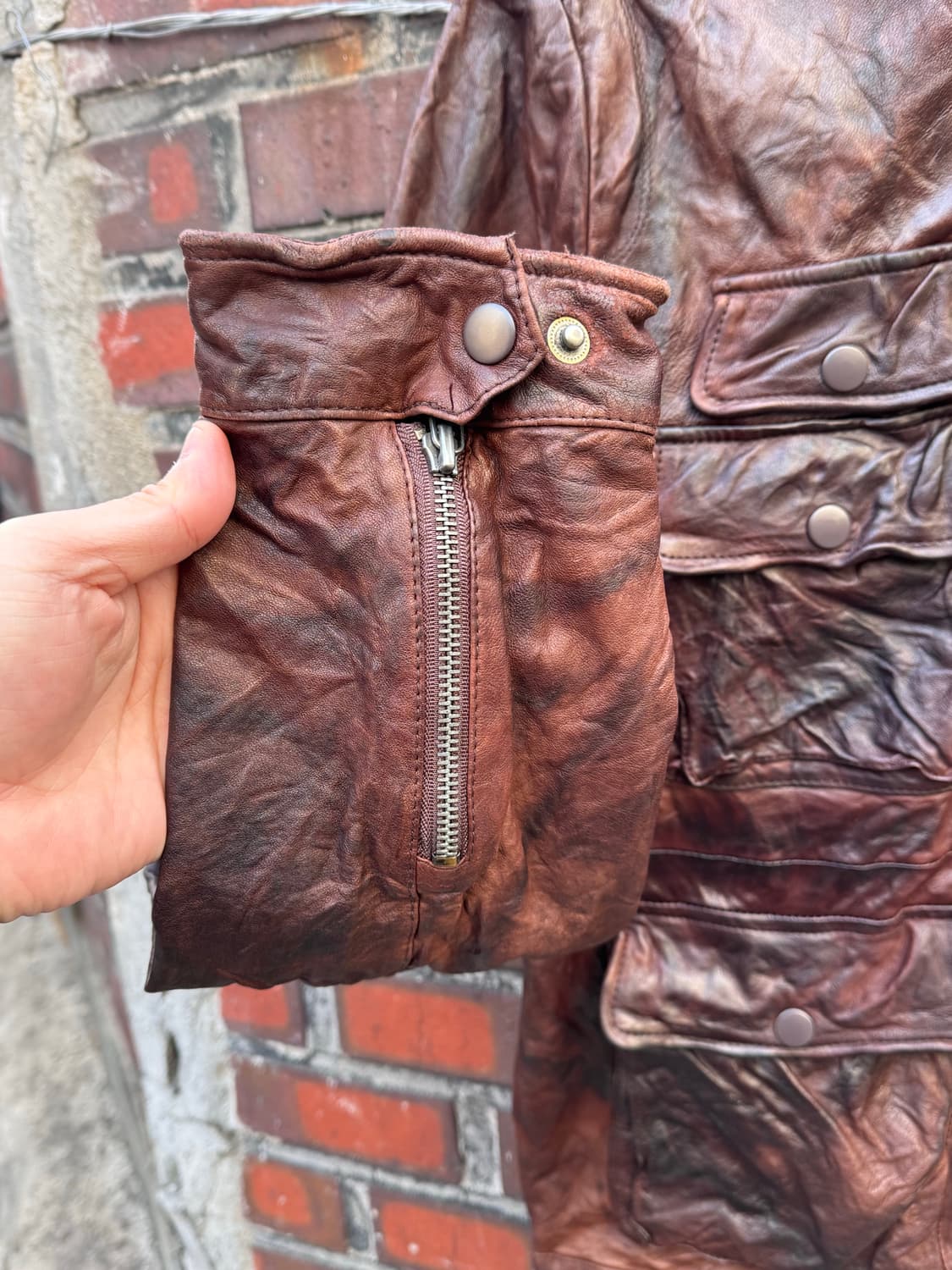 Leather 멀티포켓 디테일 라이더 가죽자켓 상품이미지8