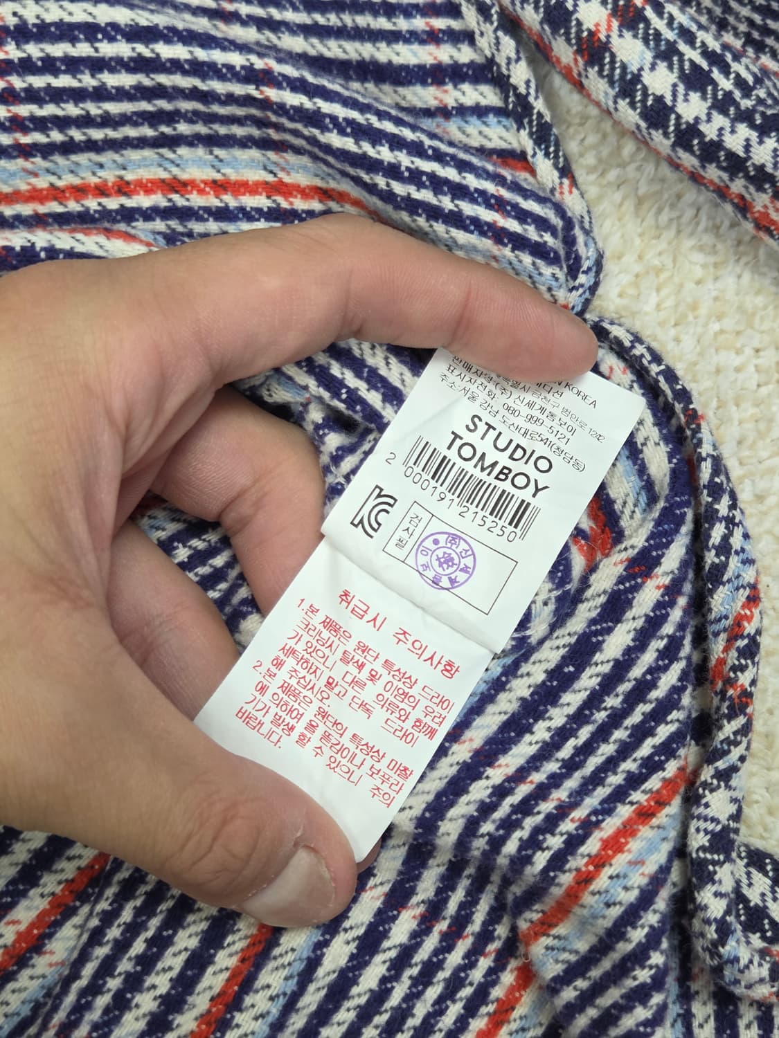 [스튜디오 톰보이] 오버핏 체크 코튼 셔츠 | S00107 상품이미지5