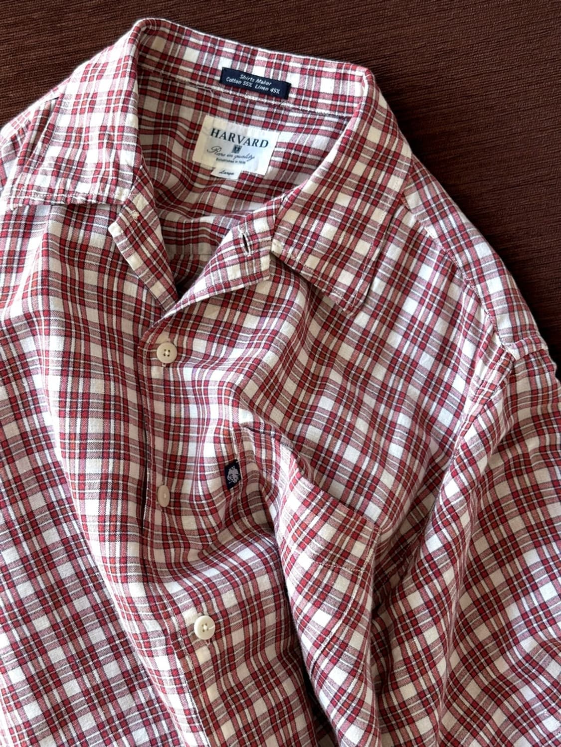 Natural cotton linen open collar shirt 상품이미지1
