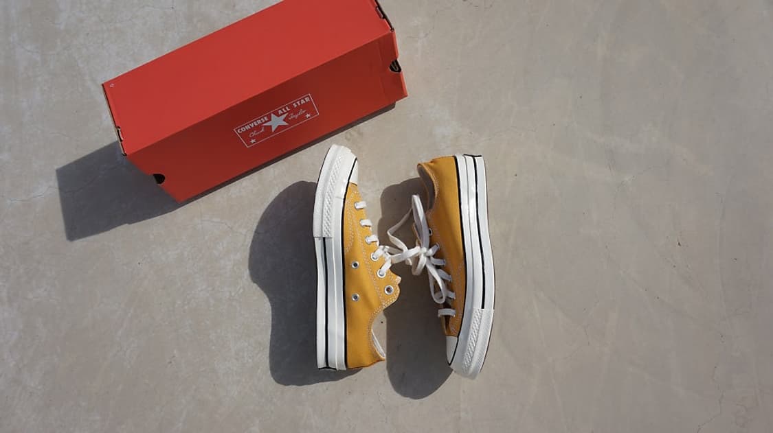 새제품 255 295 컨버스 척70 로우 빈티지 캔버스 선플라워 옐로우 상품이미지7