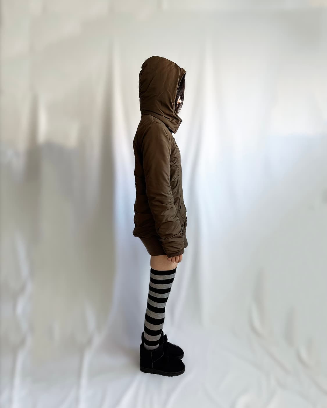 Khaki shrring banded padded field coat 상품이미지7