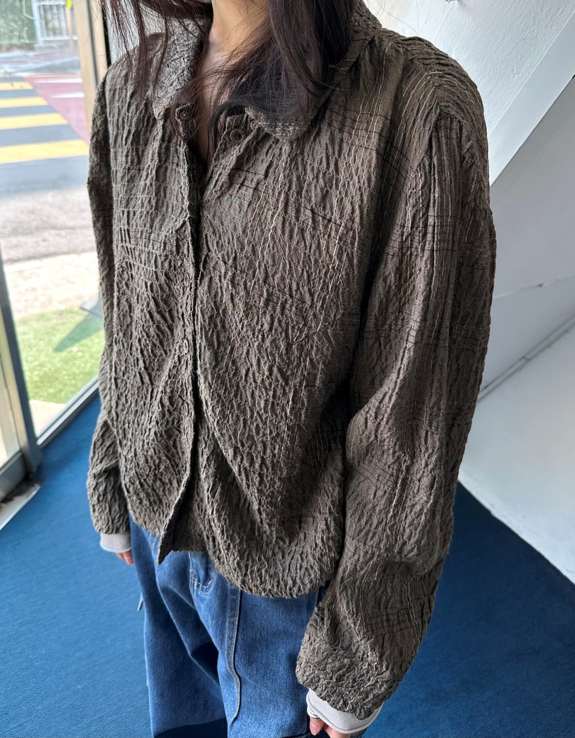 Shirring design check blouse shirt 상품이미지5