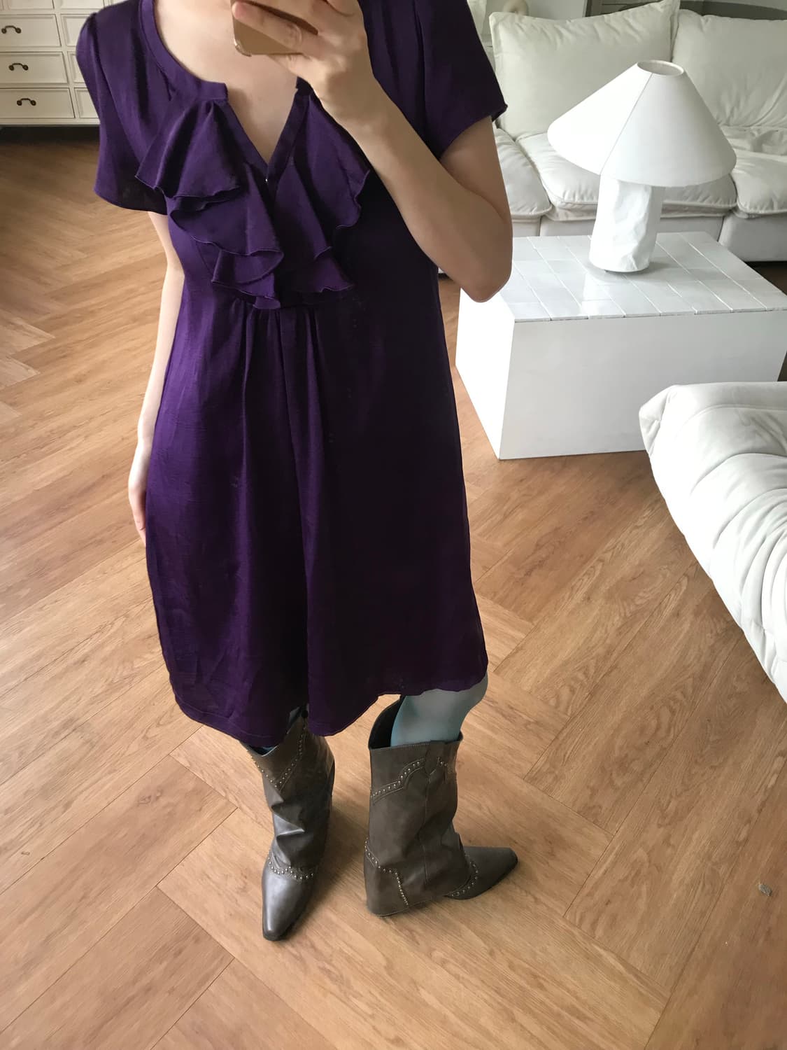 vintage purple ruffle one-piece 상품이미지5