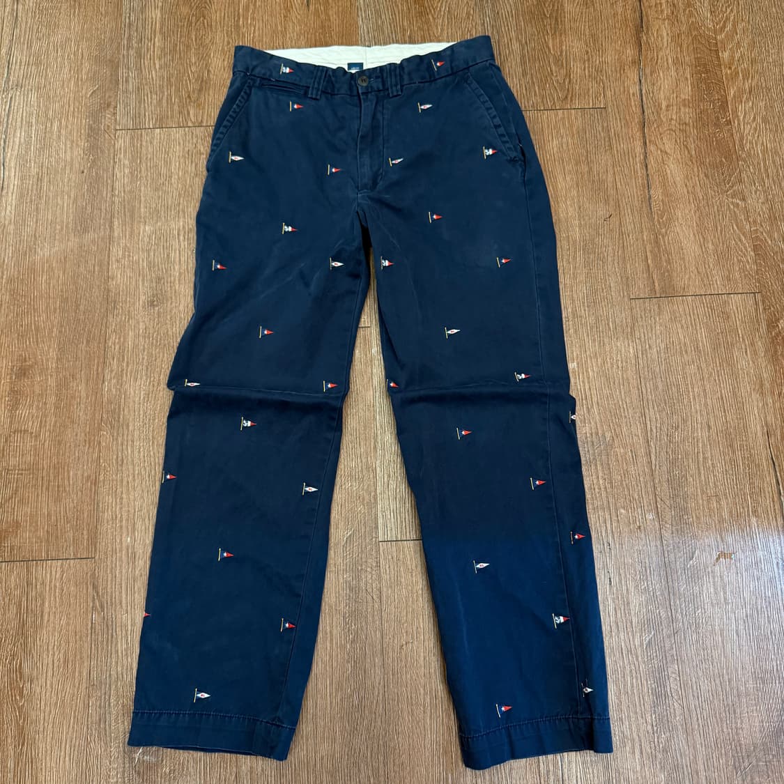 폴로 네이비 깃발 자수 면바지 p2001 상품이미지1