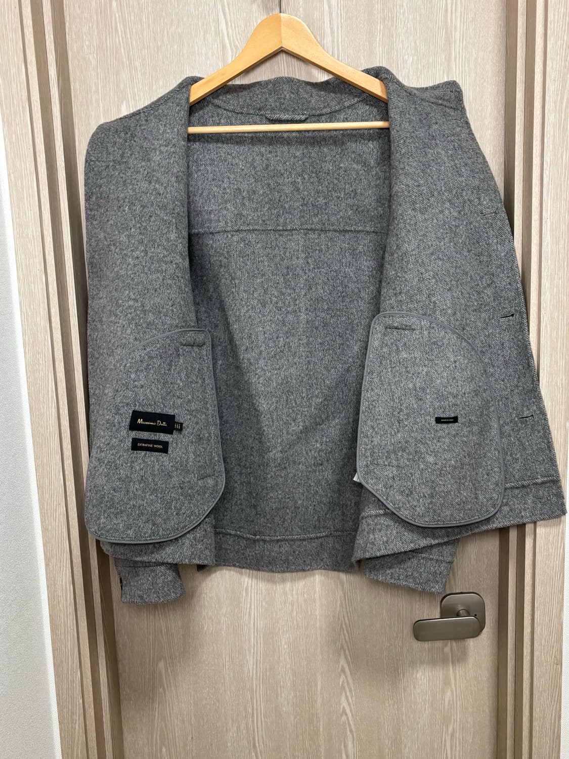 마시모두띠 엑스트라파인 울 풀버튼 하프코트자켓L/멜란지그레이 상품이미지3