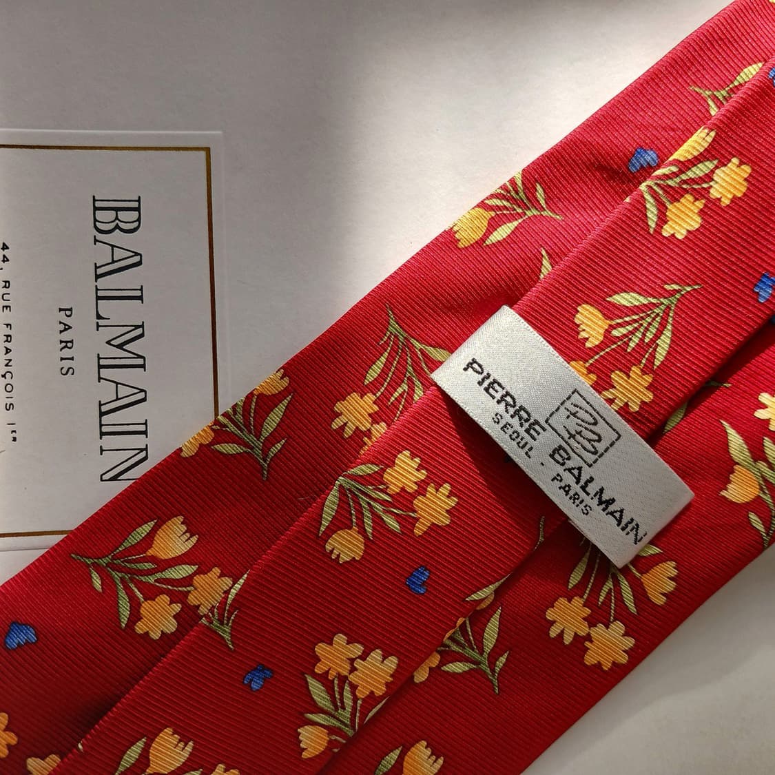 피에르 발망 레드 플라워 패턴 넥타이 9.9cm A등급 A19707 상품이미지6