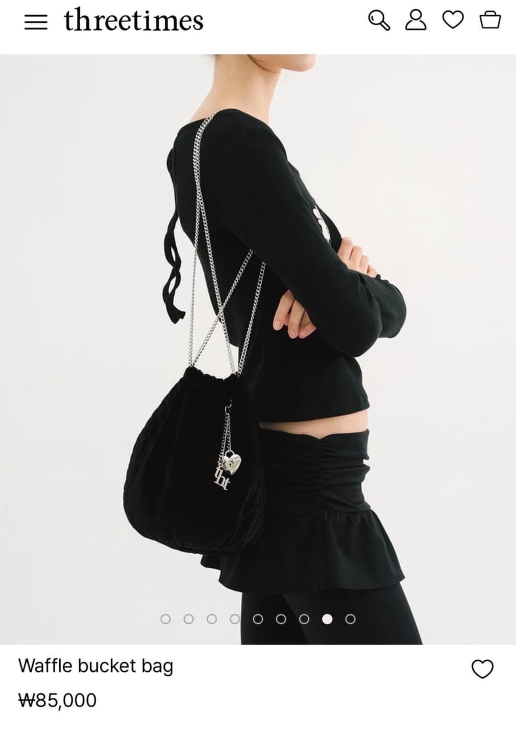 쓰리타임즈 가방 waffle bucket bag 와플 버킷 백 블랙  3 상품이미지2